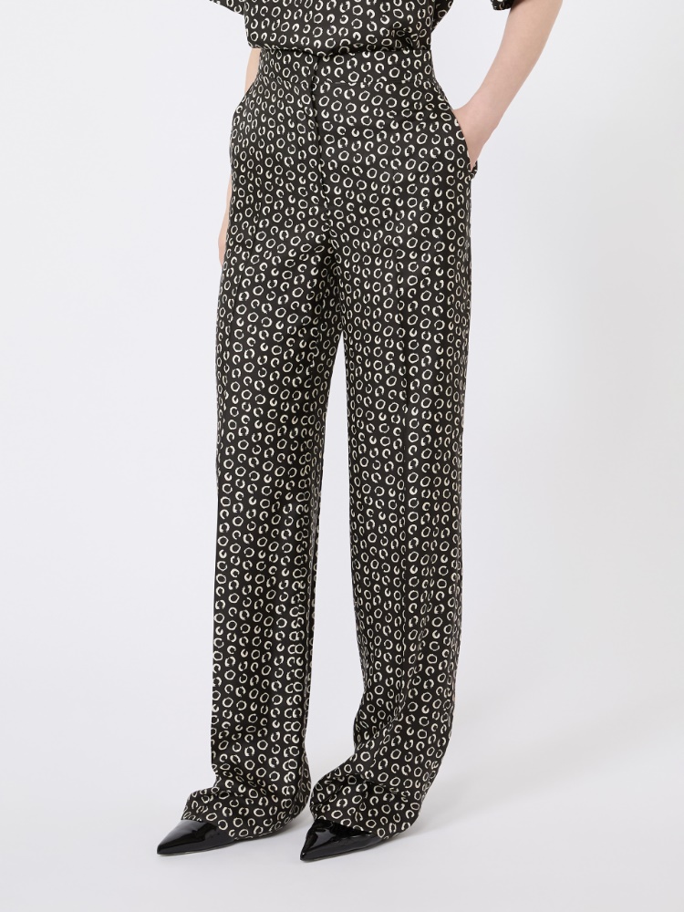 Printed silk trousers - BLACK WHITE - 2