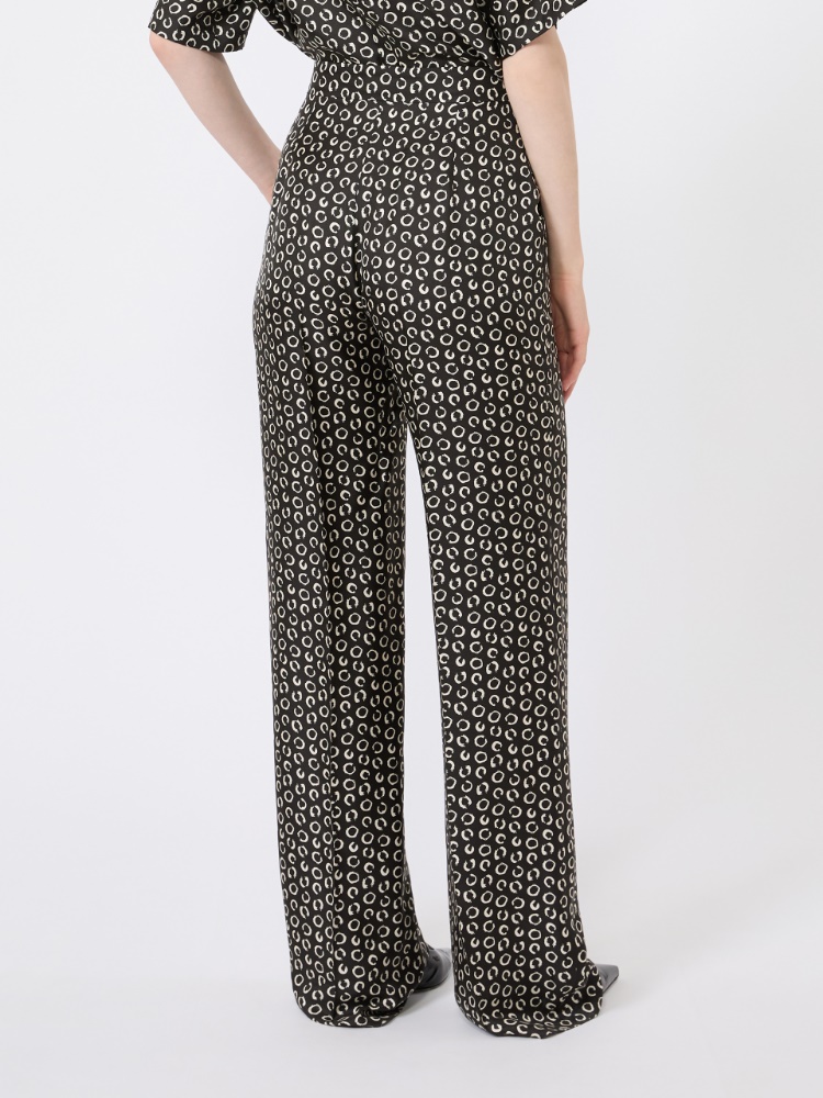 Printed silk trousers - BLACK WHITE - 3
