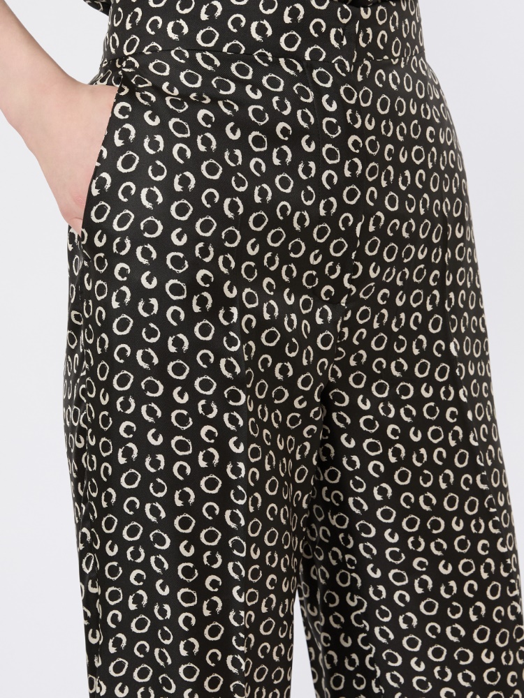 Printed silk trousers - BLACK WHITE - 4