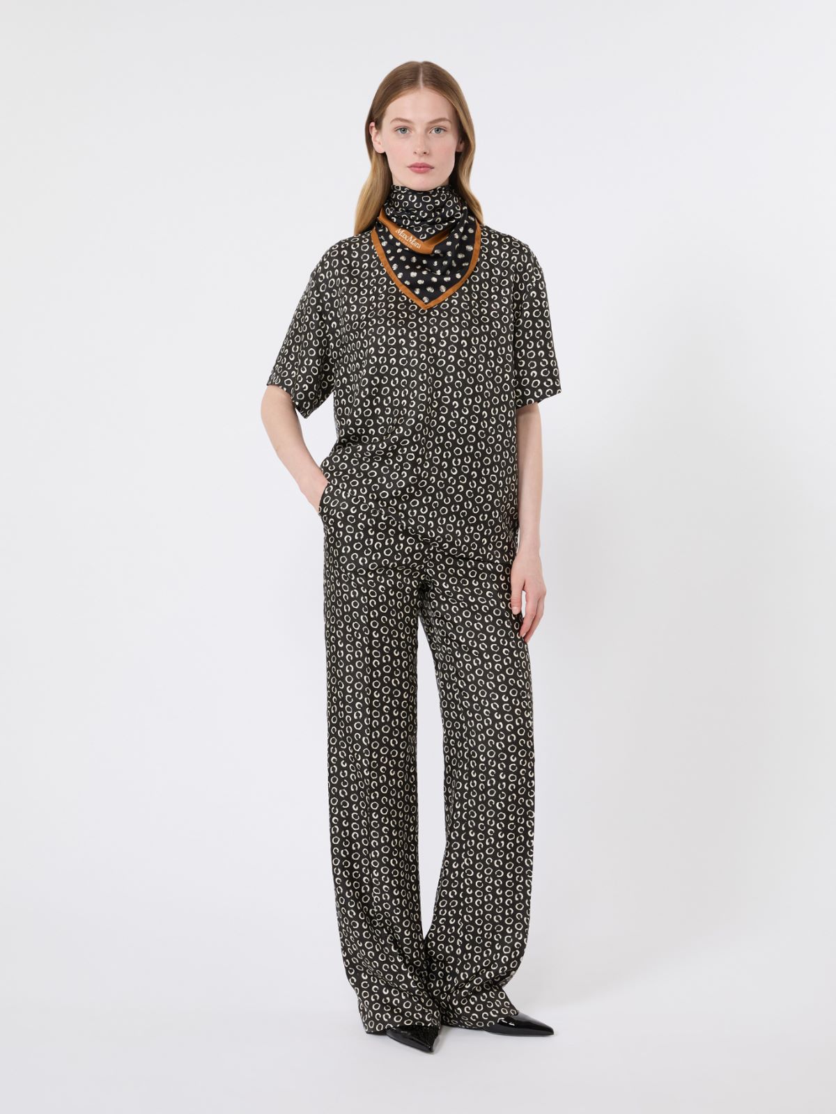Printed silk trousers + BLACK WHITE - Max Mara