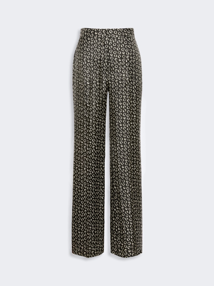 Printed silk trousers - BLACK WHITE