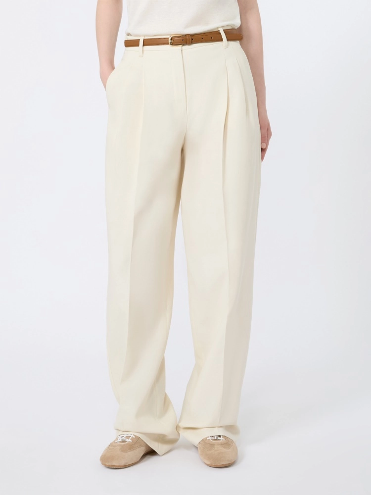 Flowing cotton crepe trousers - IVORY - Max Mara - 2