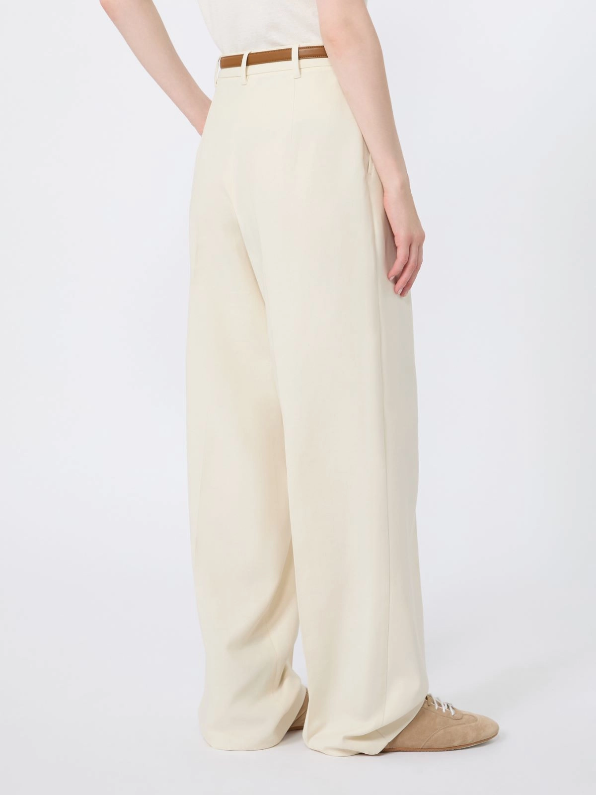 Flowing cotton crepe trousers - IVORY - Max Mara - 3