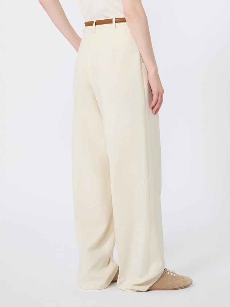 Fließende Hose aus Baumwoll-Crêpe - CREME - 3