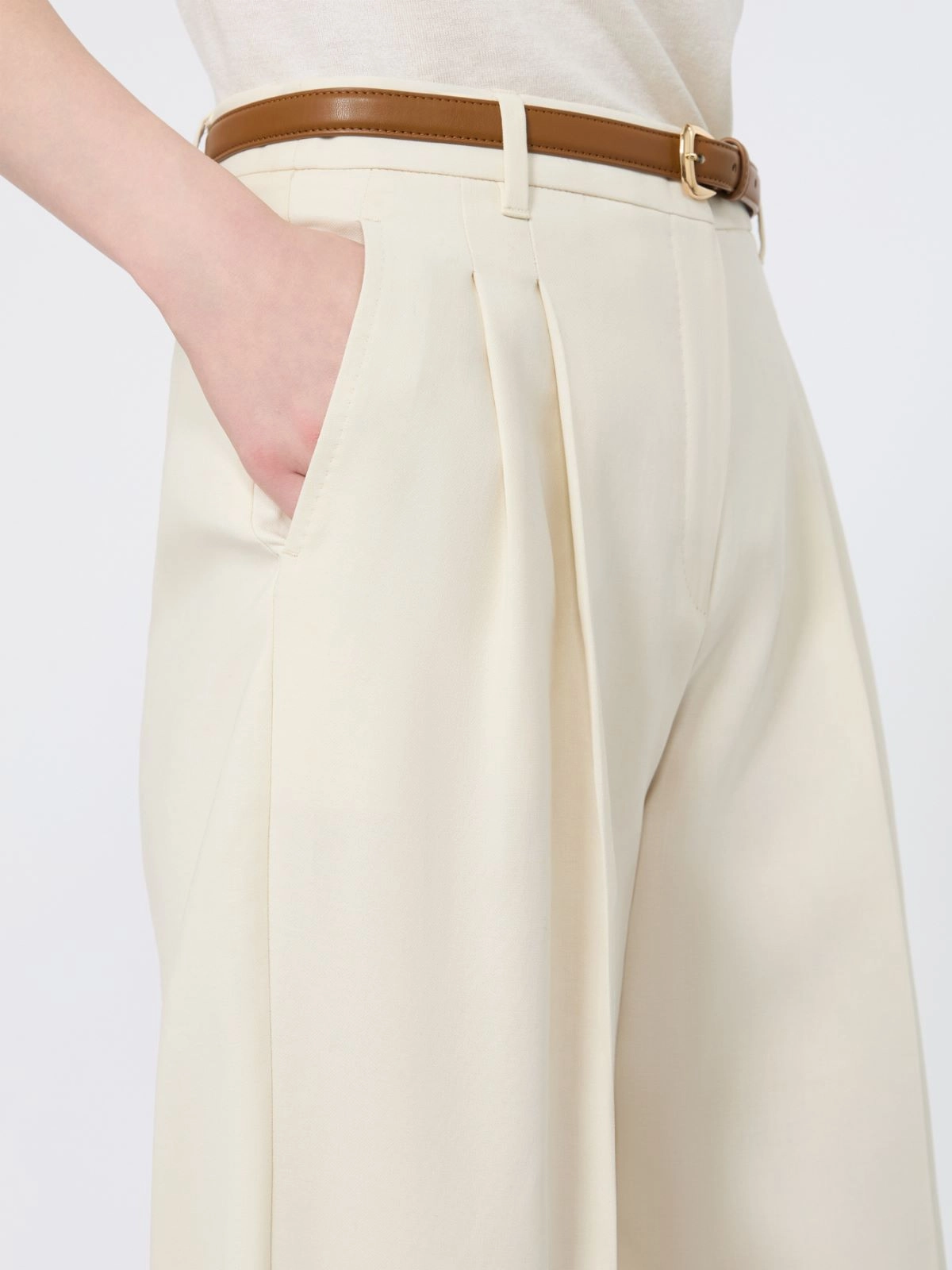 Flowing cotton crepe trousers - IVORY - Max Mara - 4