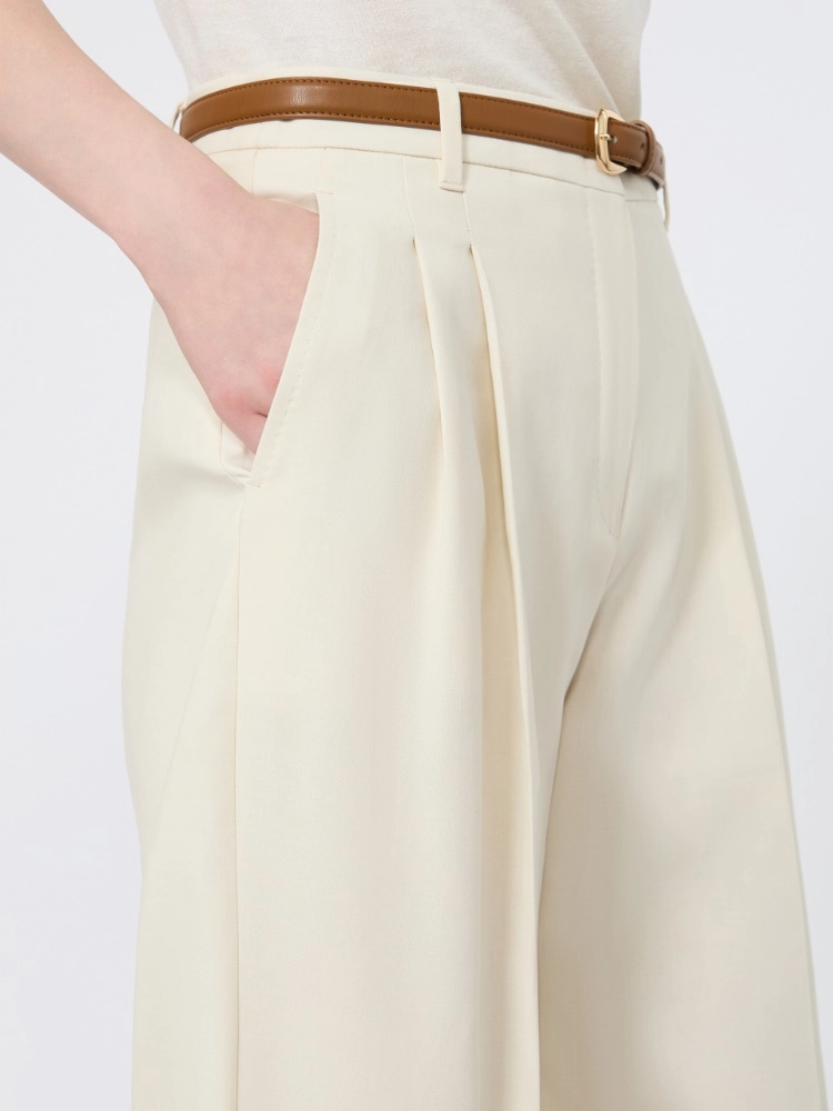 Flowing cotton crepe trousers - IVORY - Max Mara - 4