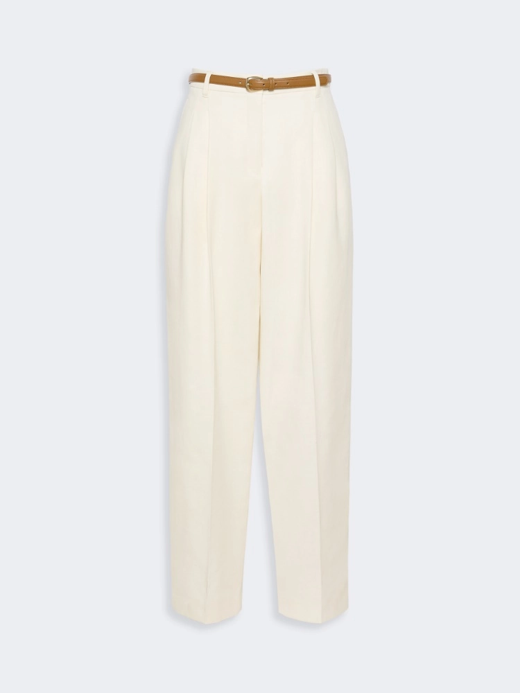 Flowing cotton crepe trousers - IVORY - Max Mara - 5