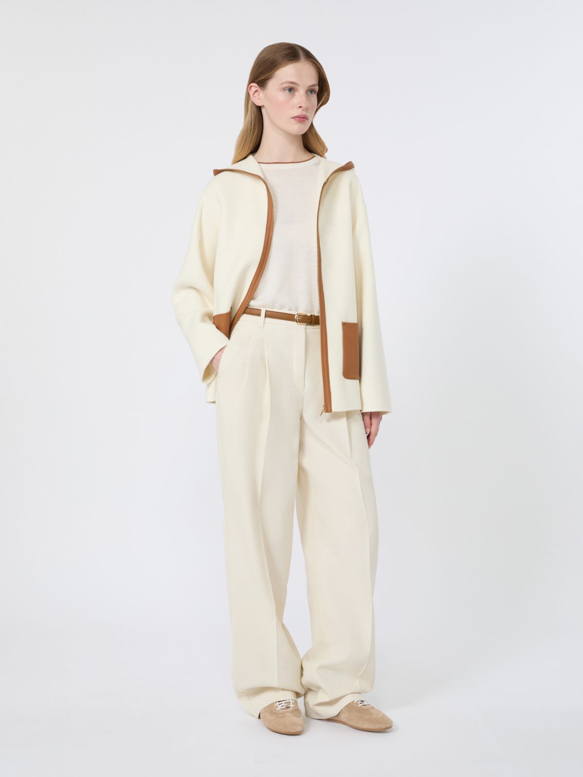 Flowing cotton crepe trousers + IVORY - Max Mara
