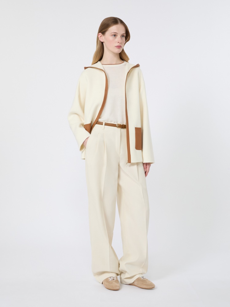 Flowing cotton crepe trousers - IVORY