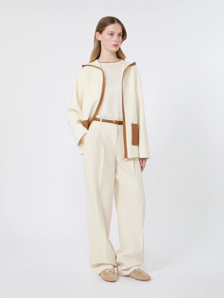 Flowing cotton crepe trousers - IVORY - Max Mara