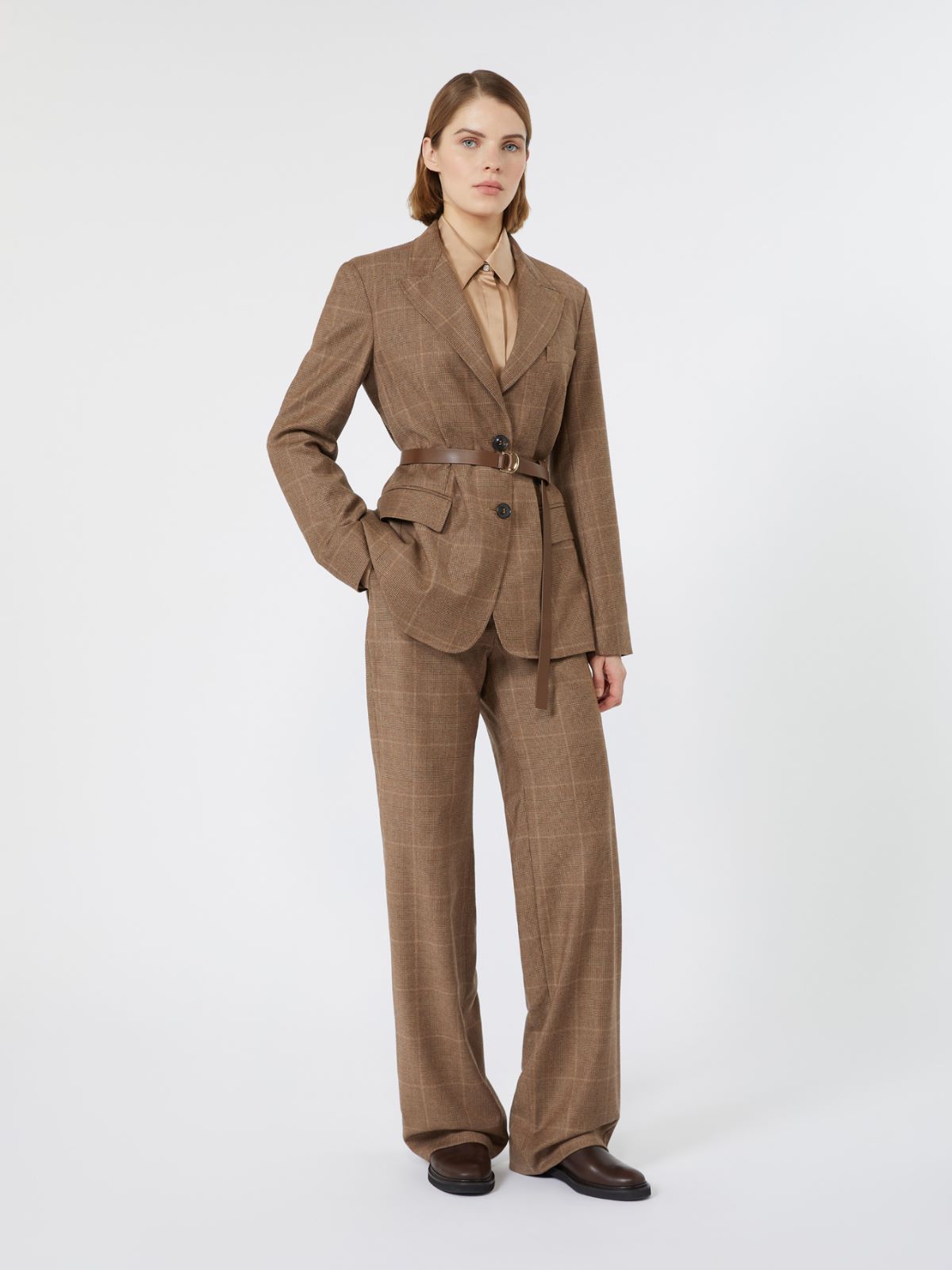 Straight-fit wool flannel trousers + CAMEL - Max Mara