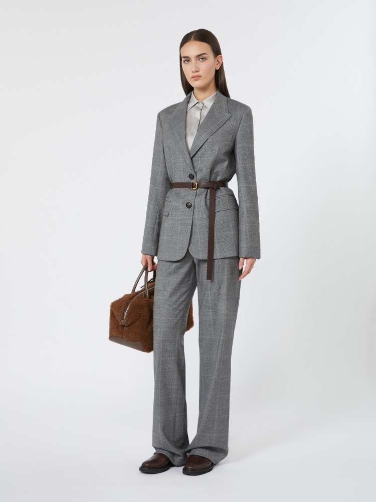 Straight-fit wool flannel trousers - DARK GREY