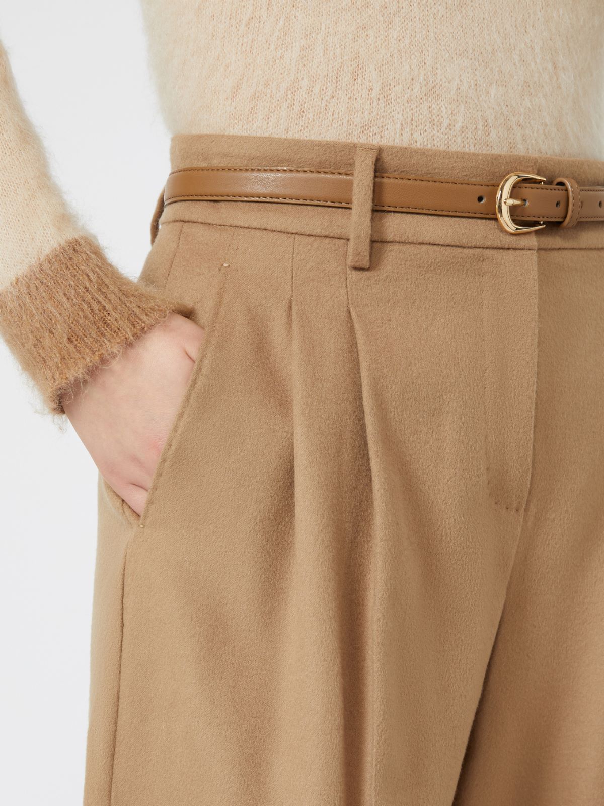 Wool wide-leg trousers - CAMEL - Max Mara - 4