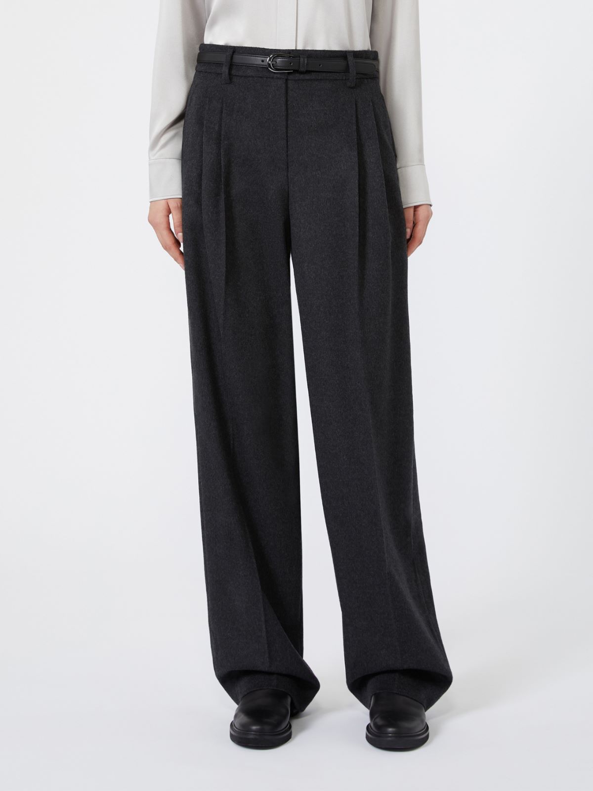 Wool wide-leg trousers - DARK GREY - Max Mara - 2