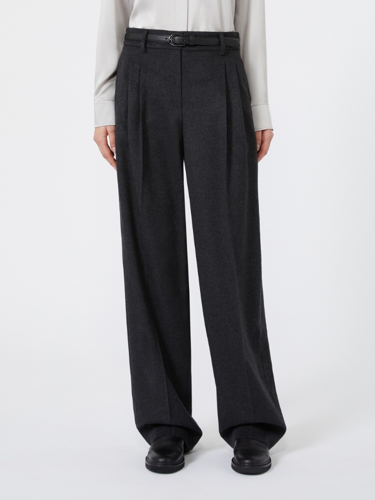 Wool wide-leg trousers - DARK GREY - Max Mara - 2