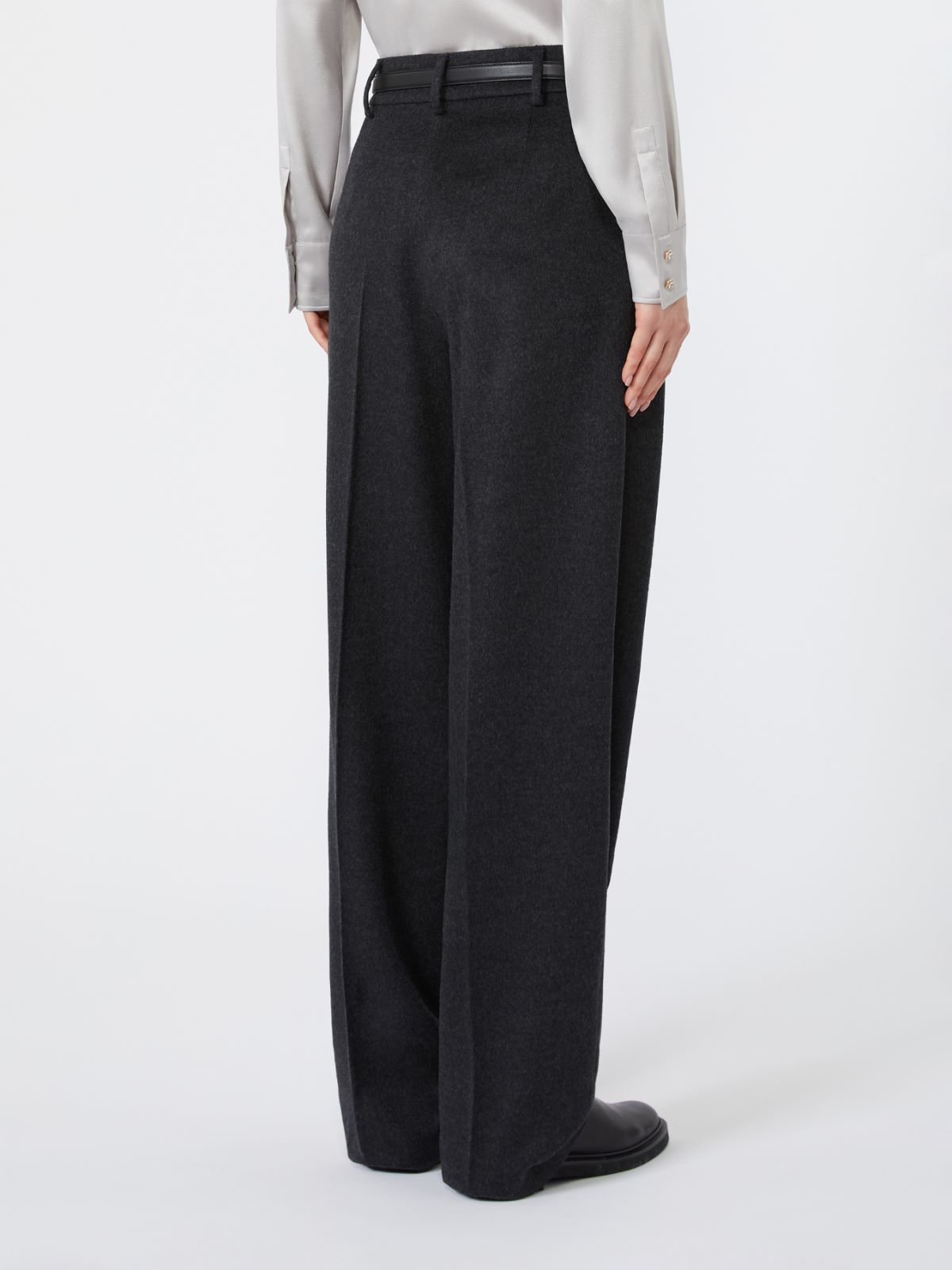 Wool wide-leg trousers - DARK GREY - Max Mara - 3