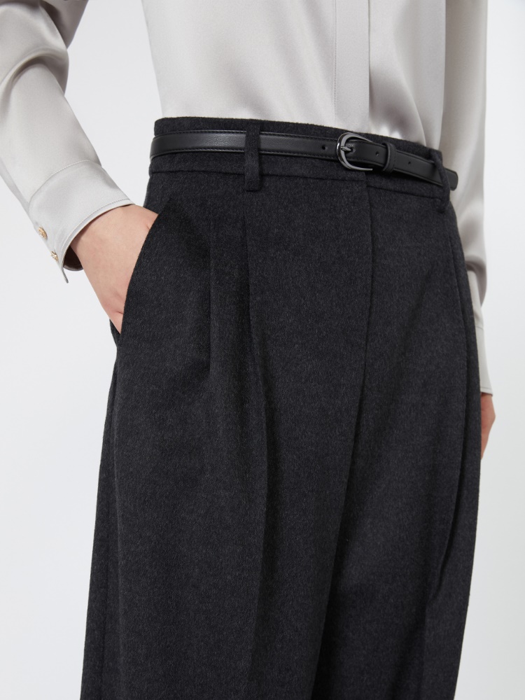 Wool wide-leg trousers - DARK GREY - Max Mara - 4