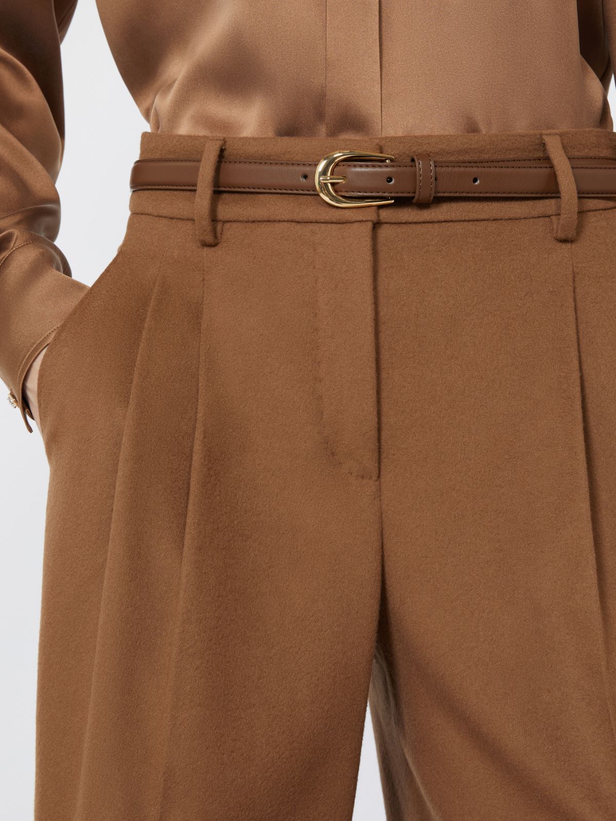 Wool wide-leg trousers - TOBACCO - Max Mara - 4