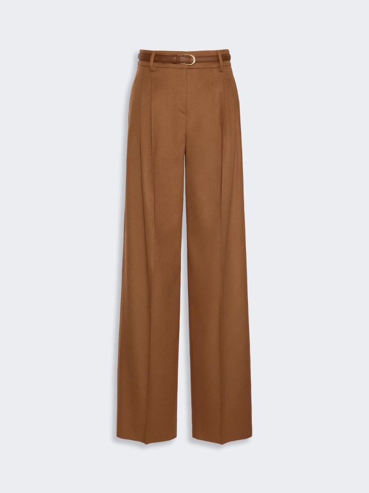 Wool wide-leg trousers - TOBACCO