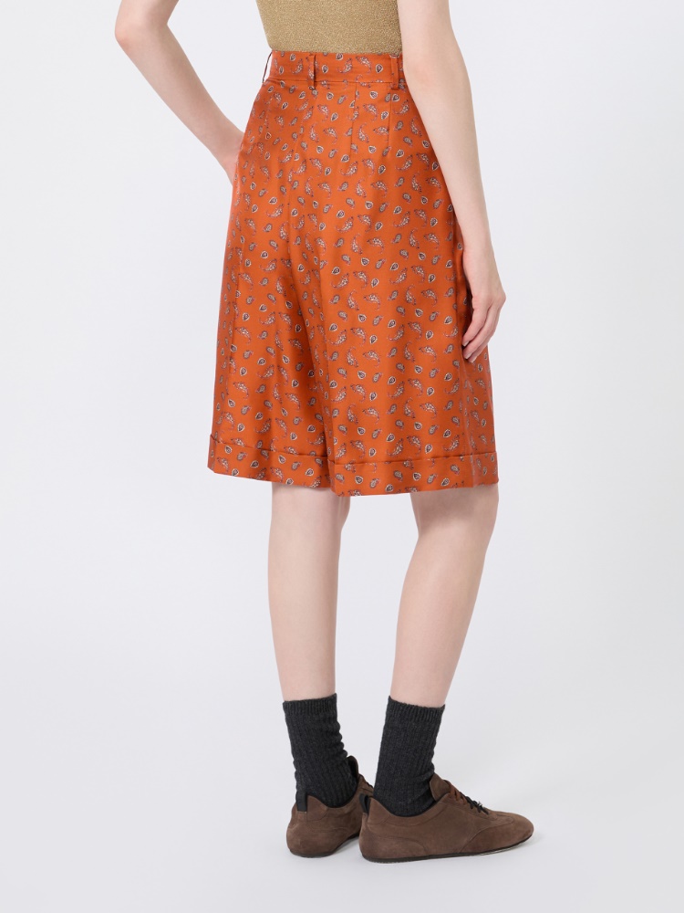 Printed silk twill Bermuda shorts - TERRA COTTA - 3