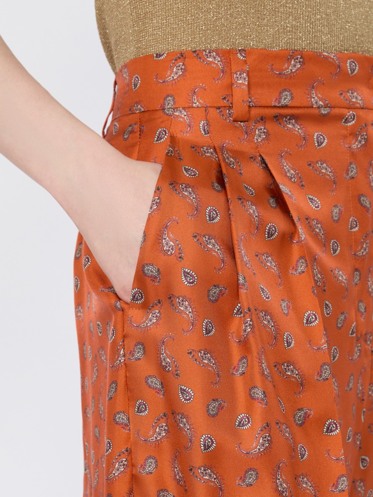 Printed silk twill Bermuda shorts - TERRA COTTA - 4