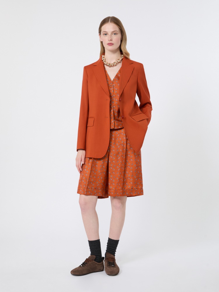 Printed silk twill Bermuda shorts - TERRA COTTA - 1