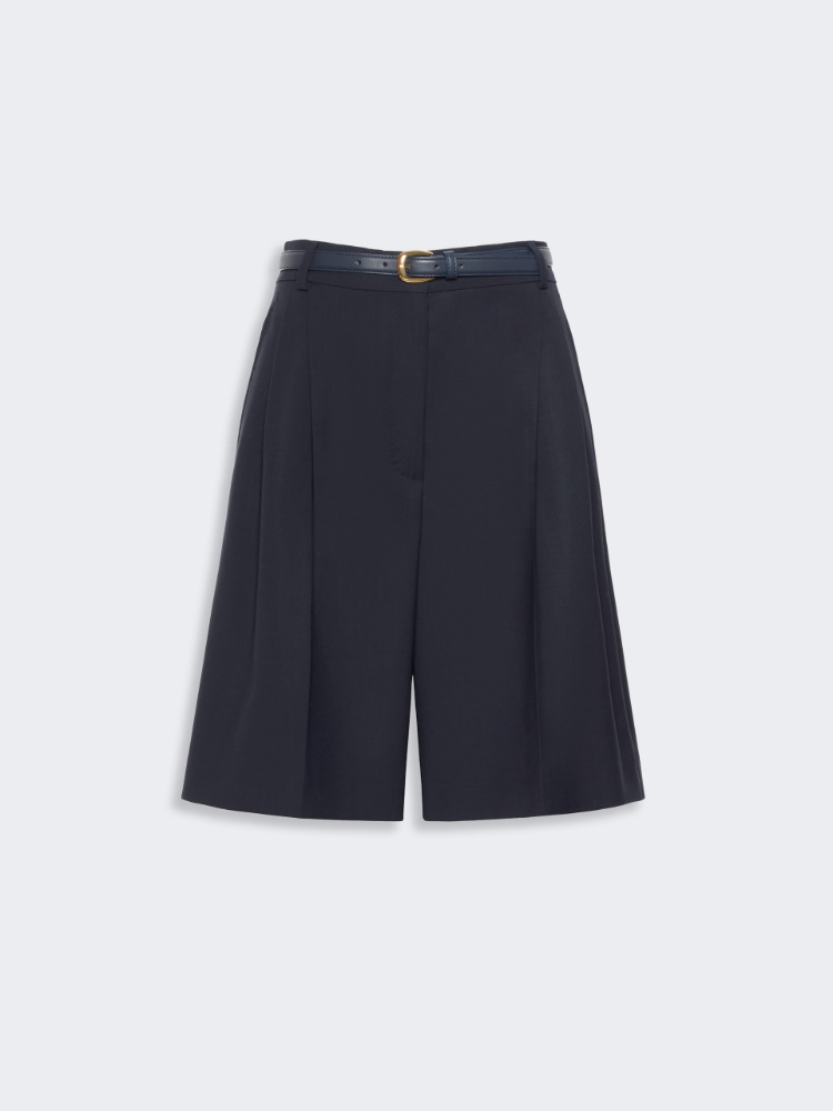 Bermudas de tejido de lana - AZUL