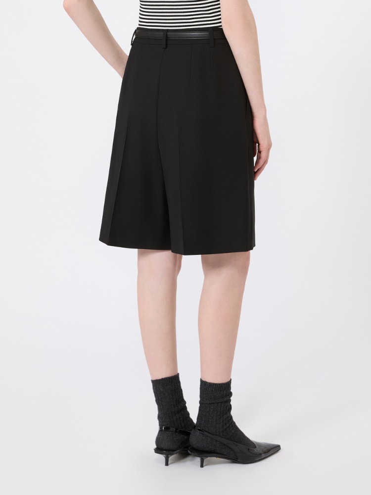 Woollen cloth Bermuda shorts - BLACK - 3