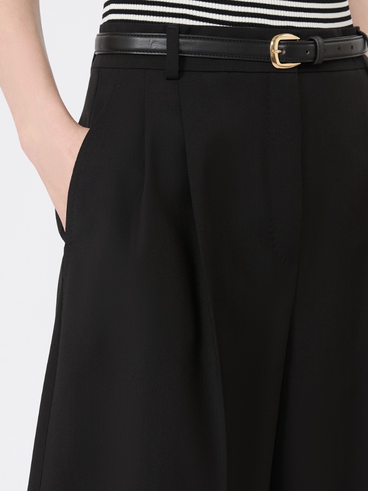 Woollen cloth Bermuda shorts - BLACK - 4