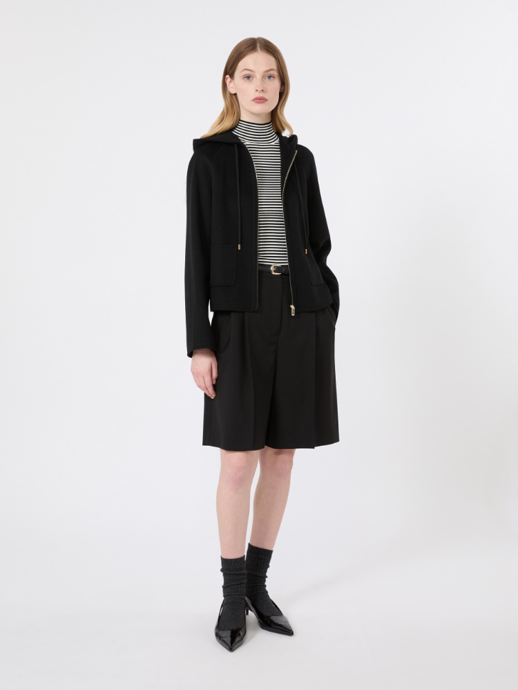 Woollen cloth Bermuda shorts - BLACK - 1