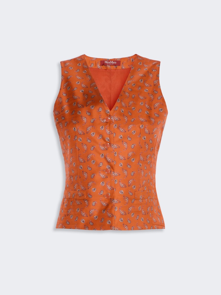 Printed silk gilet - TERRA COTTA