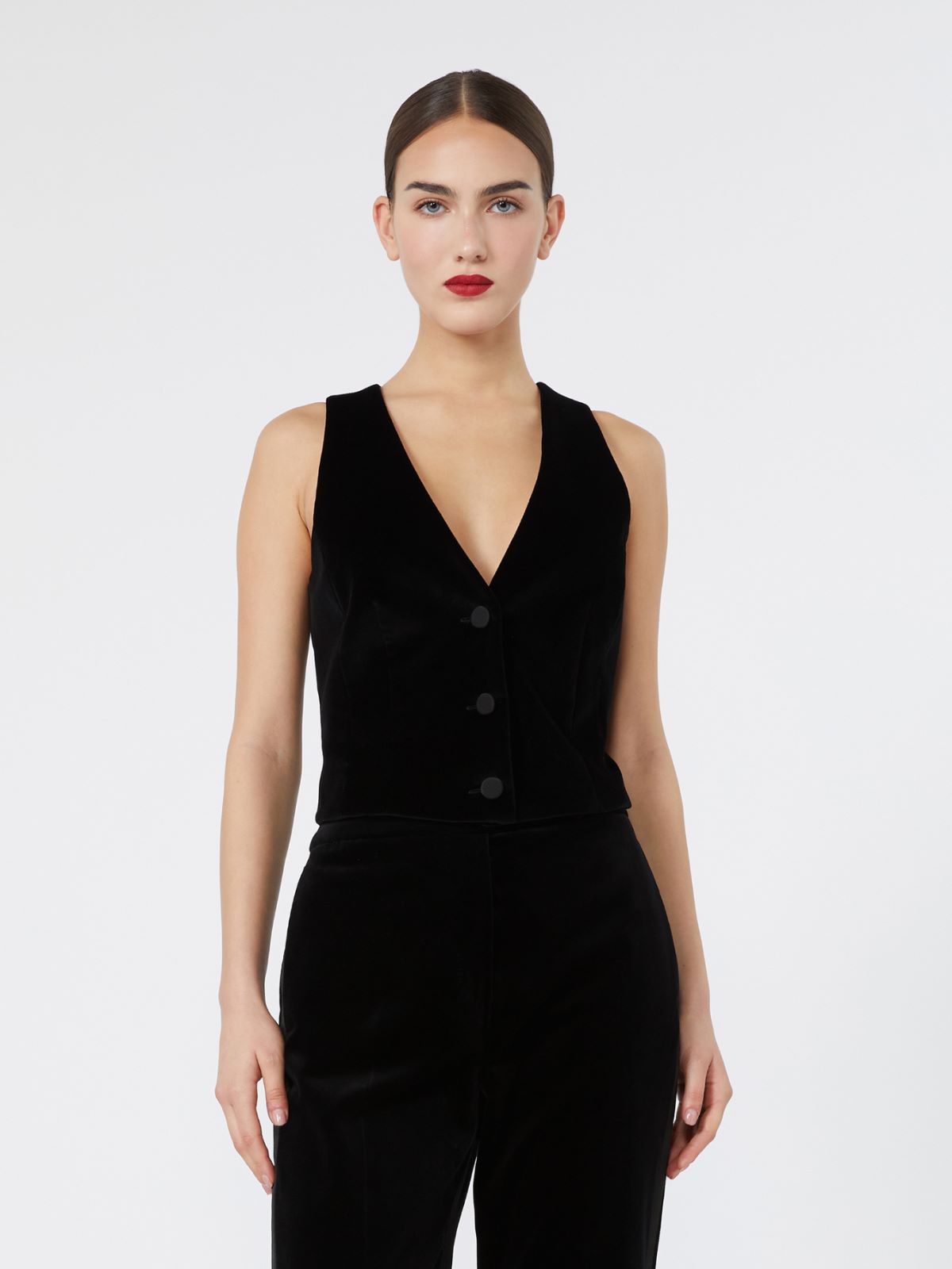 Smooth velvet gilet - BLACK - Max Mara - 2