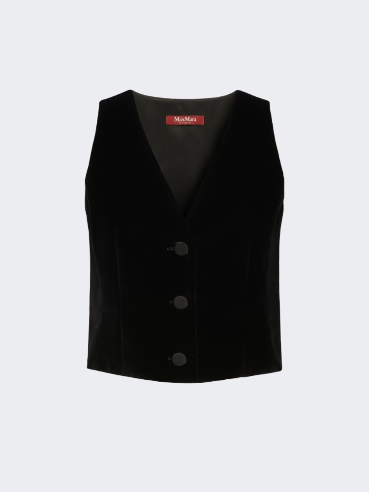 Smooth velvet gilet - BLACK - Max Mara - 4