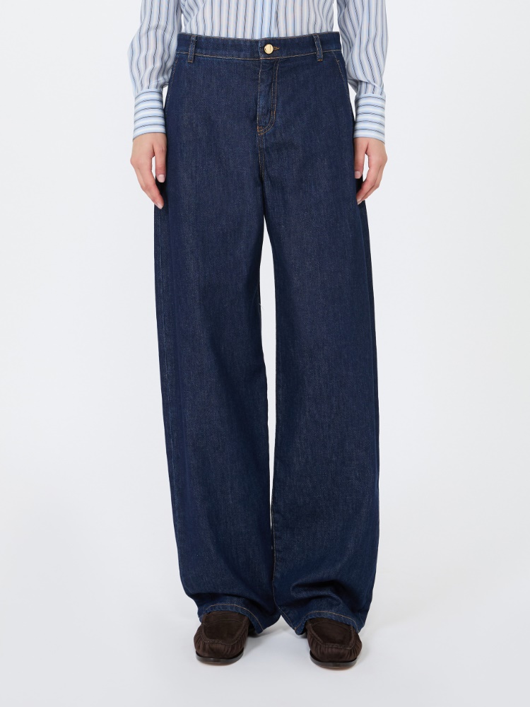 Barrel-leg denim trousers - NAVY - 2