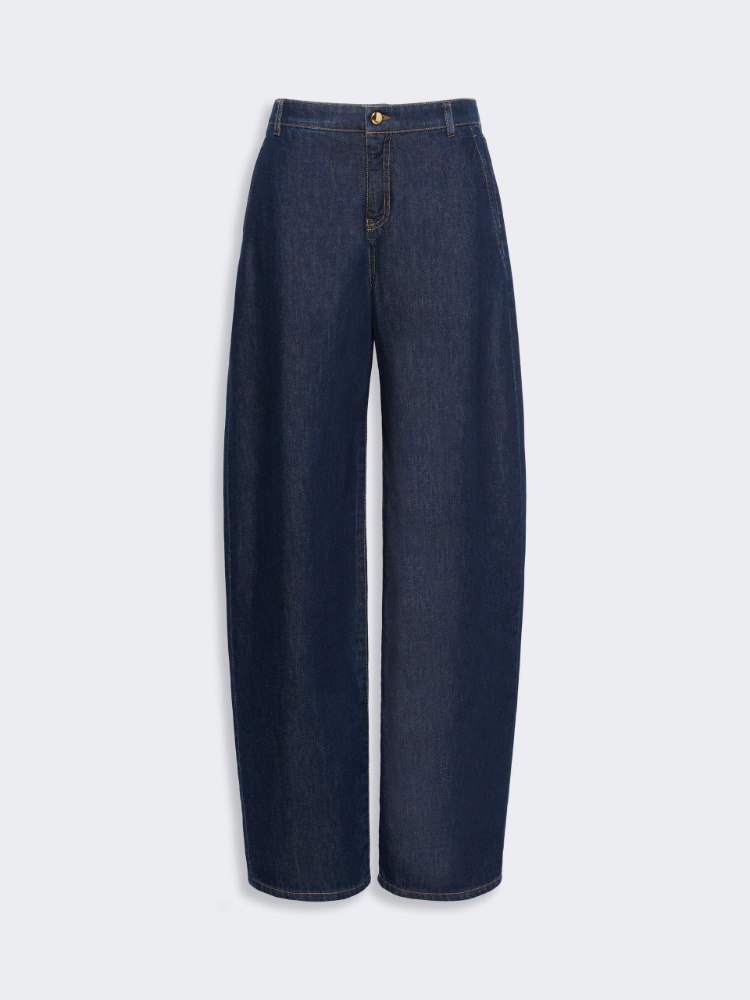 Barrel-leg denim trousers - NAVY - 4