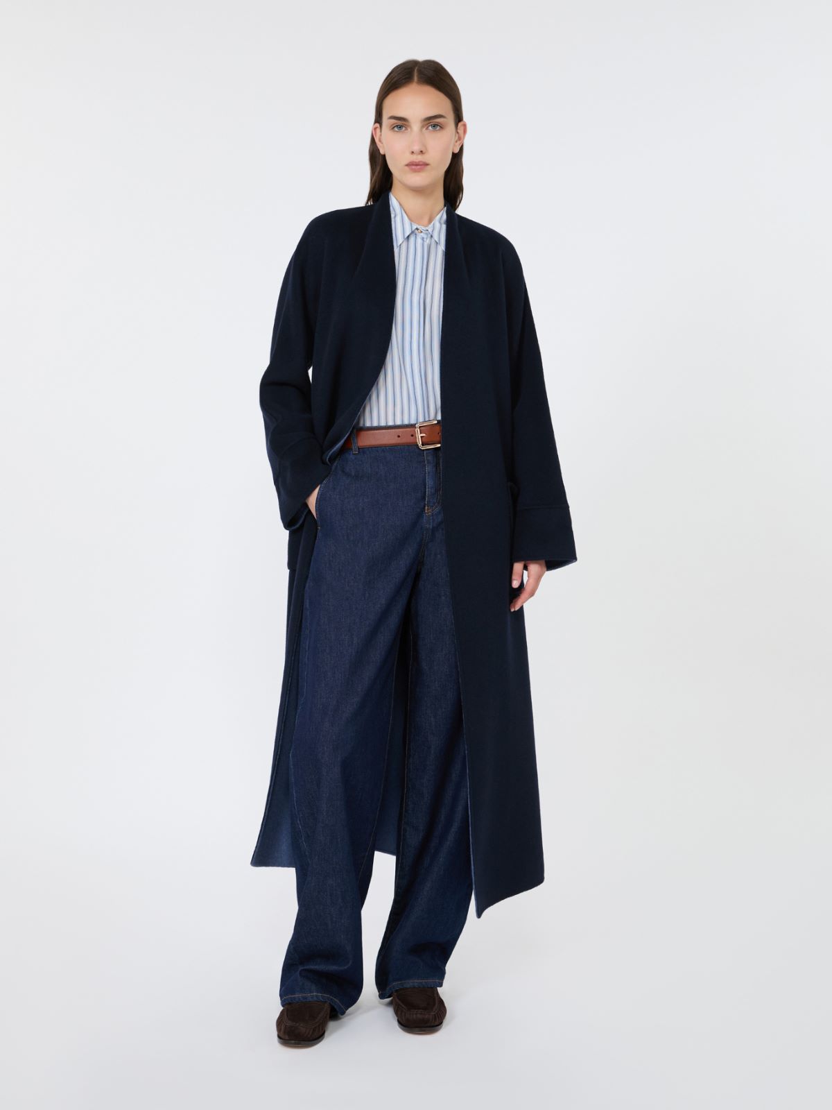 Barrel-leg denim trousers - NAVY