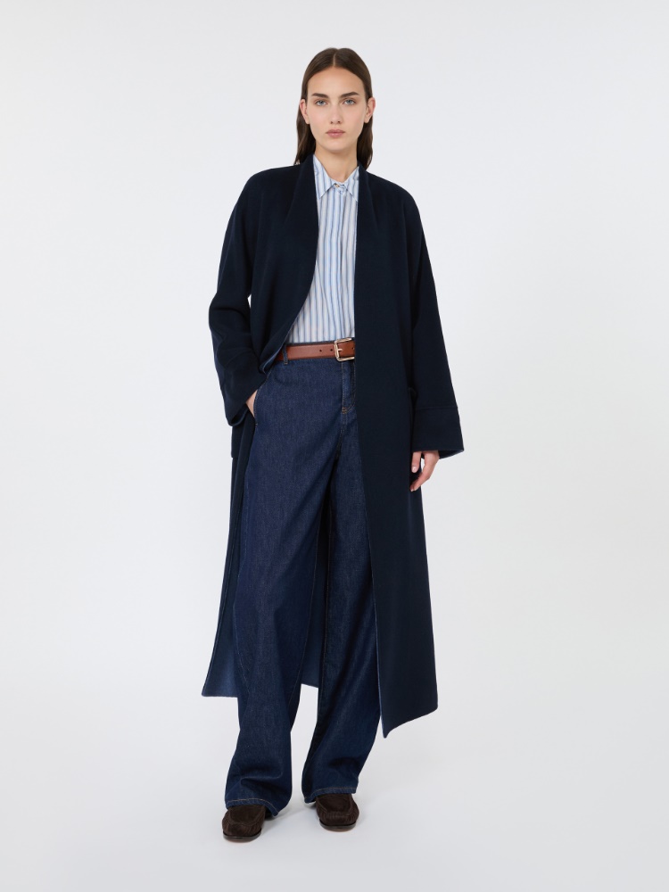 Barrel-leg denim trousers - NAVY - 1