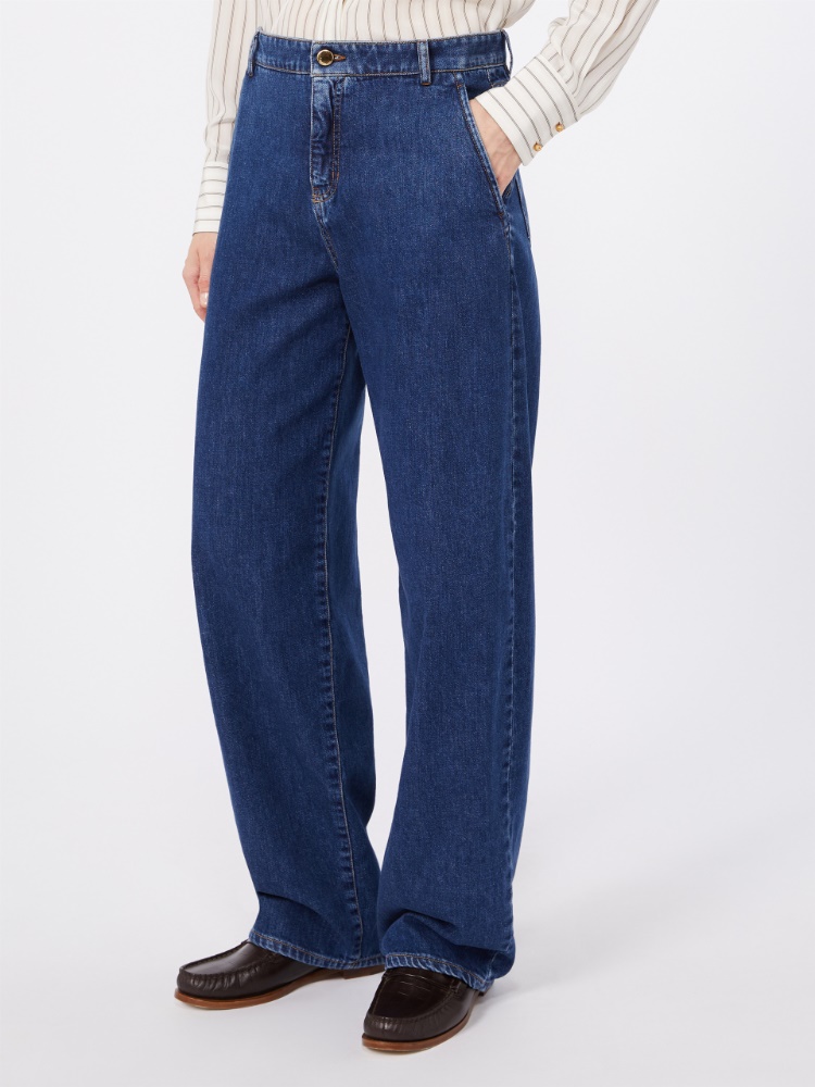 Barrel-leg denim trousers - NAVY - 2