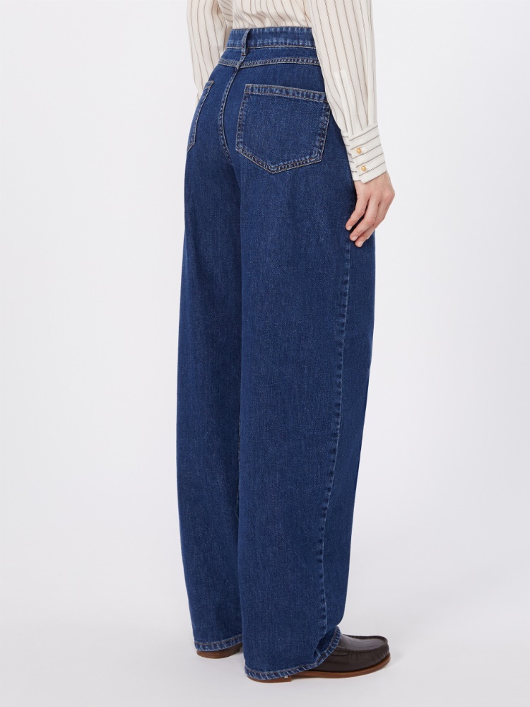 Barrel-leg denim trousers - NAVY - 3