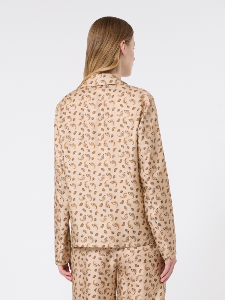 Printed silk boxy shirt - BEIGE - 3