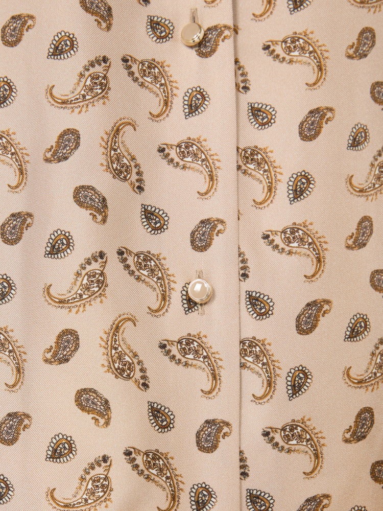 Printed silk boxy shirt - BEIGE - 5