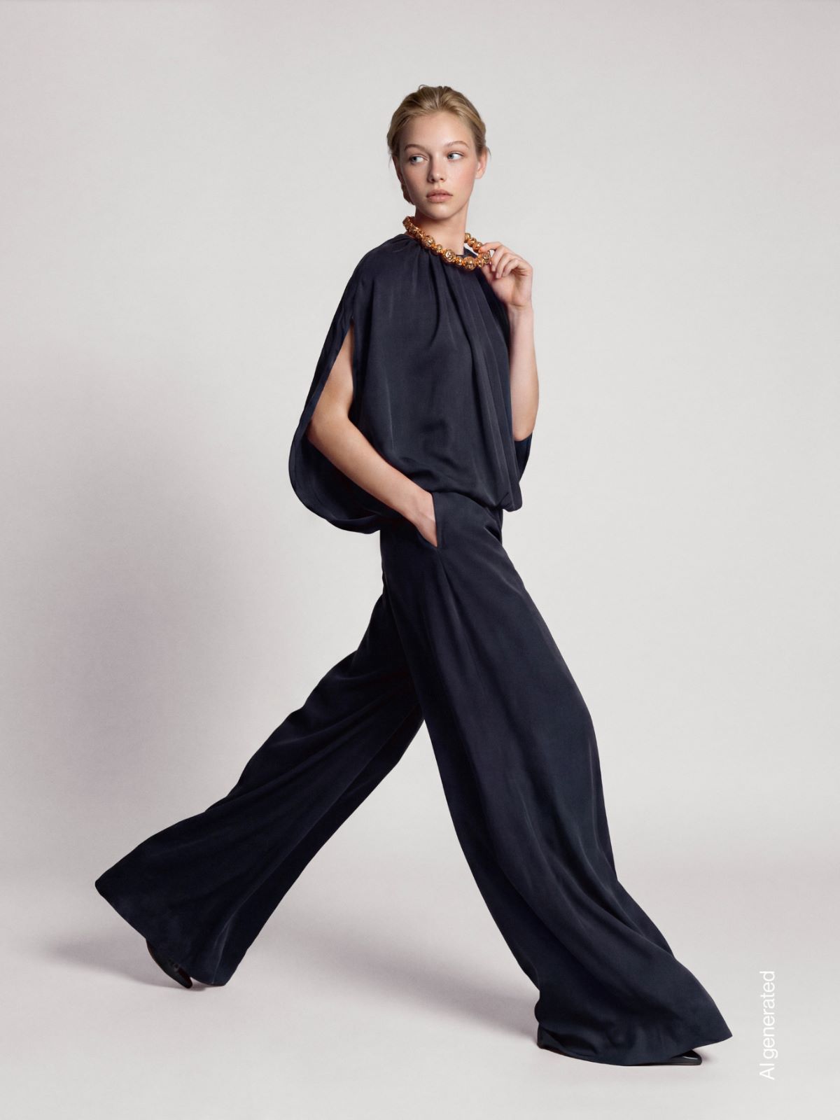 Lightweight cady blouse - MIDNIGHTBLUE
