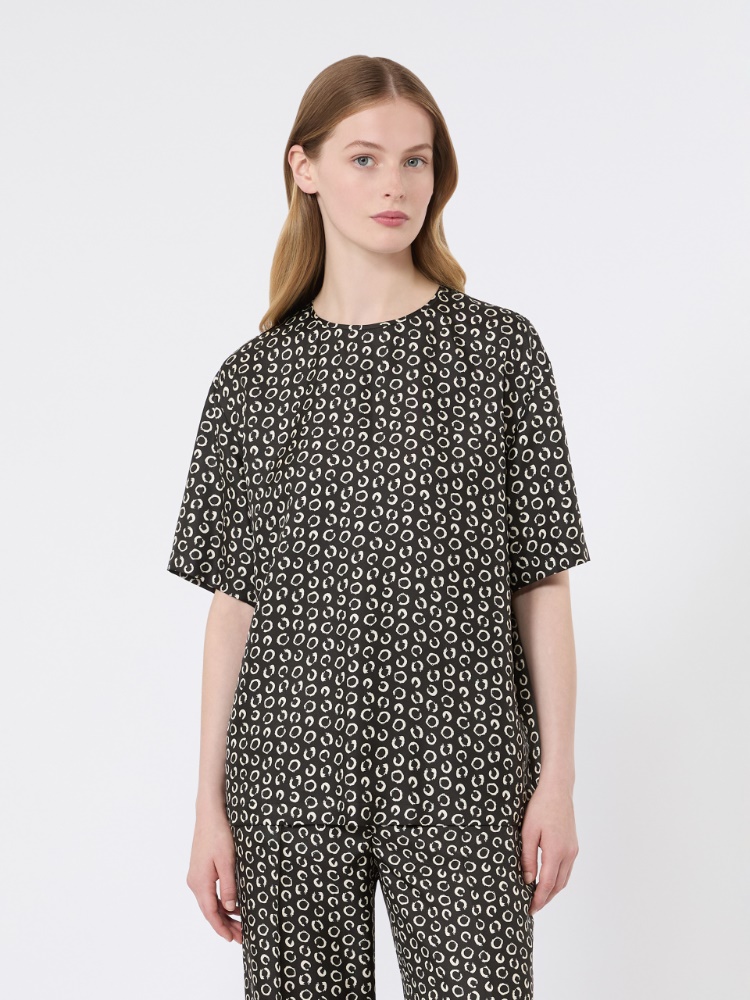Printed silk blouse - BLACK WHITE - 2