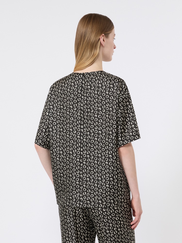 Printed silk blouse - BLACK WHITE - 3