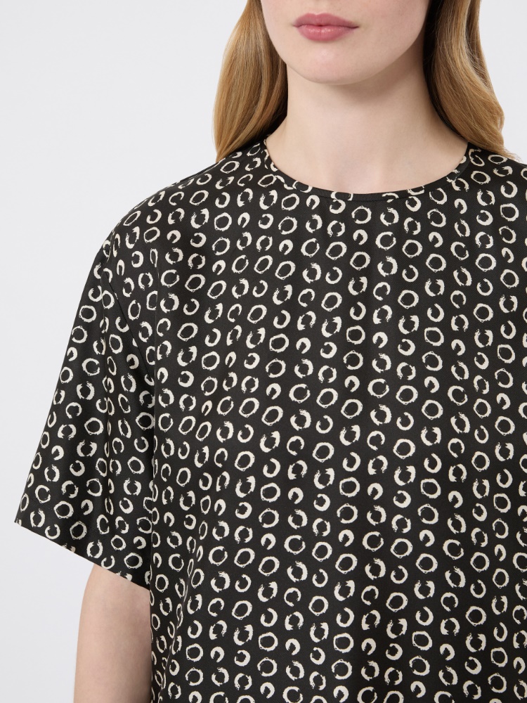 Printed silk blouse - BLACK WHITE - 4