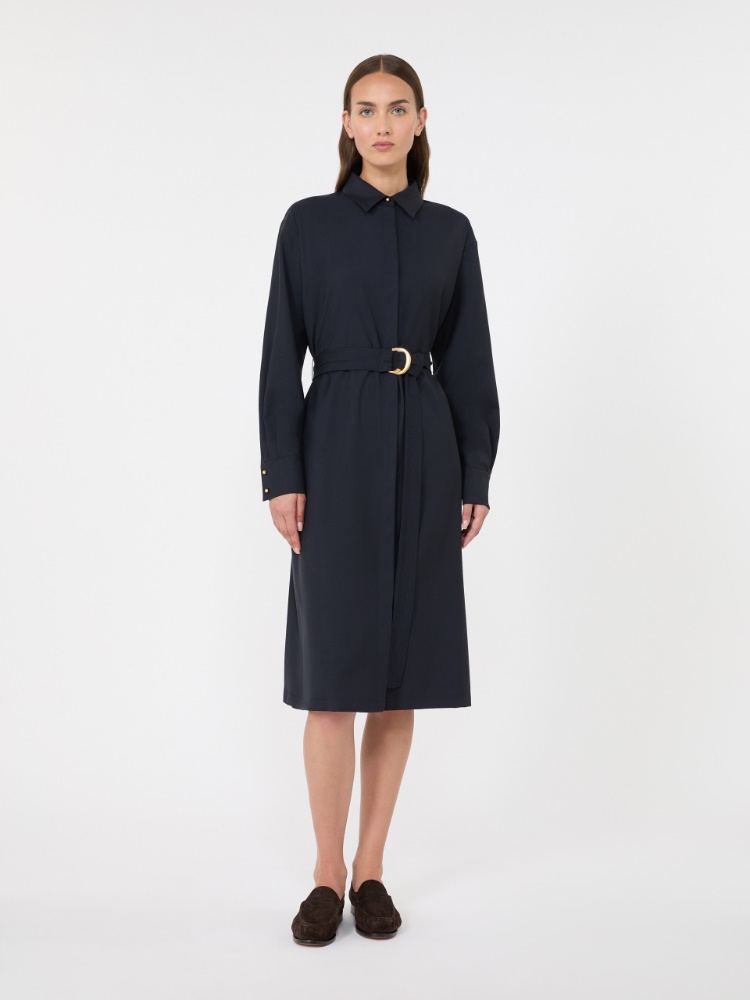 Woollen cloth shirt dress - NAVY - Max Mara - 2