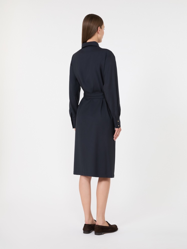 Woollen cloth shirt dress - NAVY - Max Mara - 3