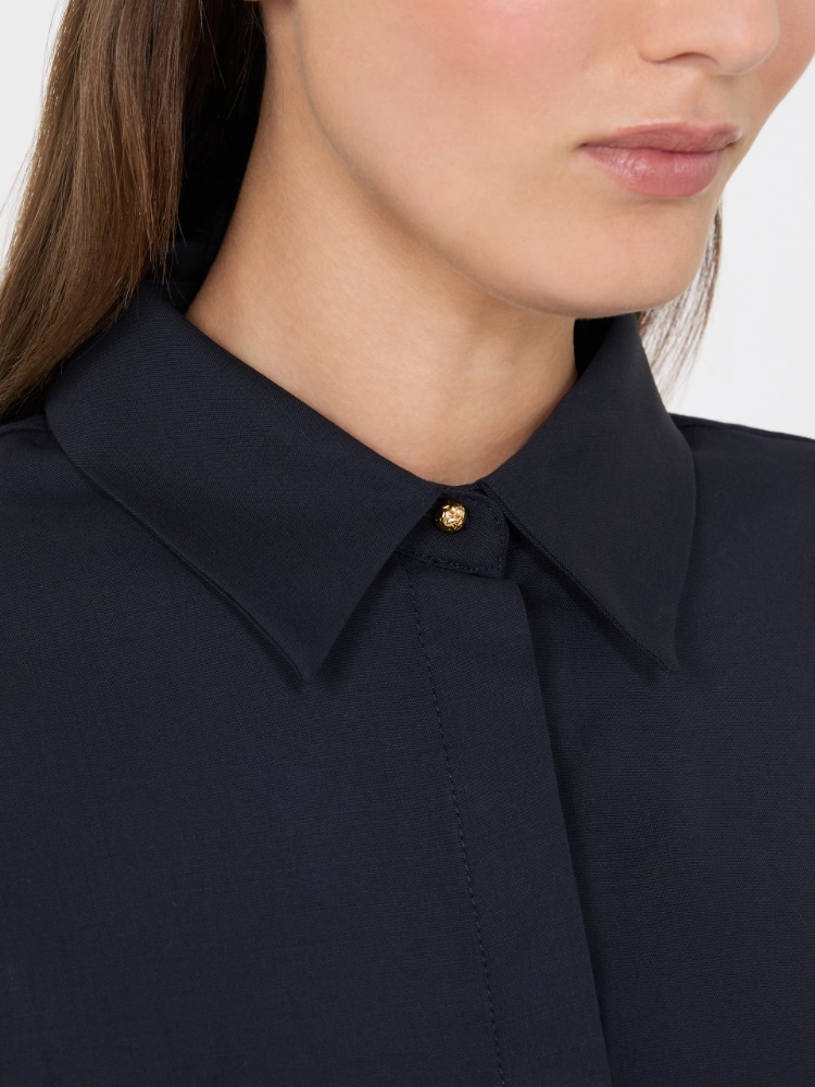 Woollen cloth shirt dress - NAVY - Max Mara - 4