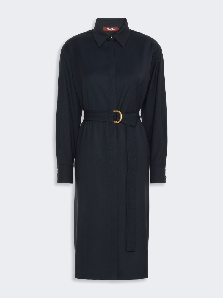 Woollen cloth shirt dress - NAVY
