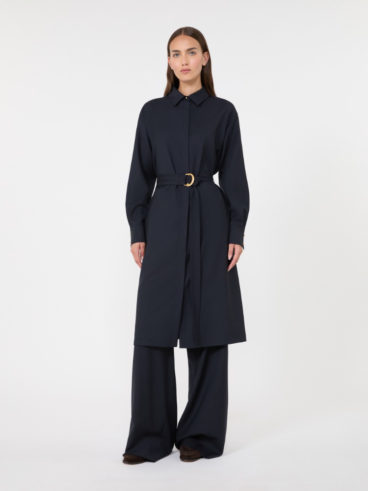 Woollen cloth shirt dress - NAVY - Max Mara